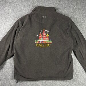 VTG Princess Cruises Fleece Jacket Mens L Gray Baltic Embroidered Zip Souvenir